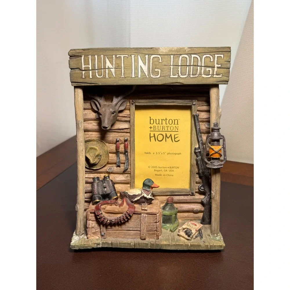 Burton + Burton Home Hunting Lodge Light Up Picture Frame 3.5x5 Rustic Cabin